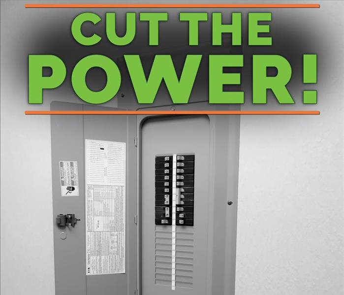 Breaker box with the phrase cut the power